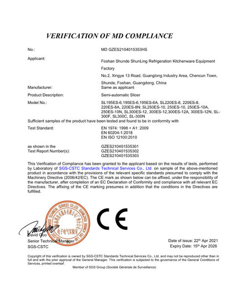 China GuangDong Tangshihoa Industry and Trade Co.,Ltd. Certificações